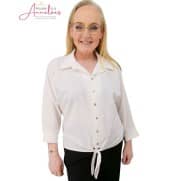 S Batida Blouse 2146 kraag strik Ecru S Batida Blouse 2146 kraag strik Ecru